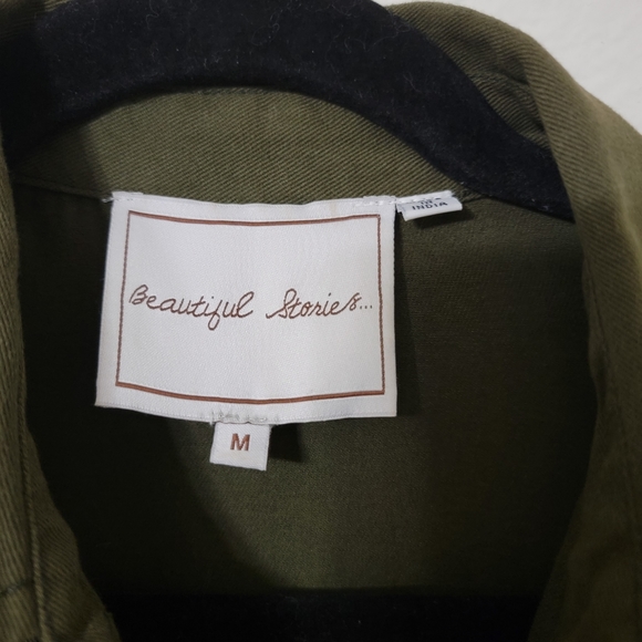 Anthropologie Beautiful Stories Oversize Green Embellished Boho Jacket Sz M - Picture 5 of 7